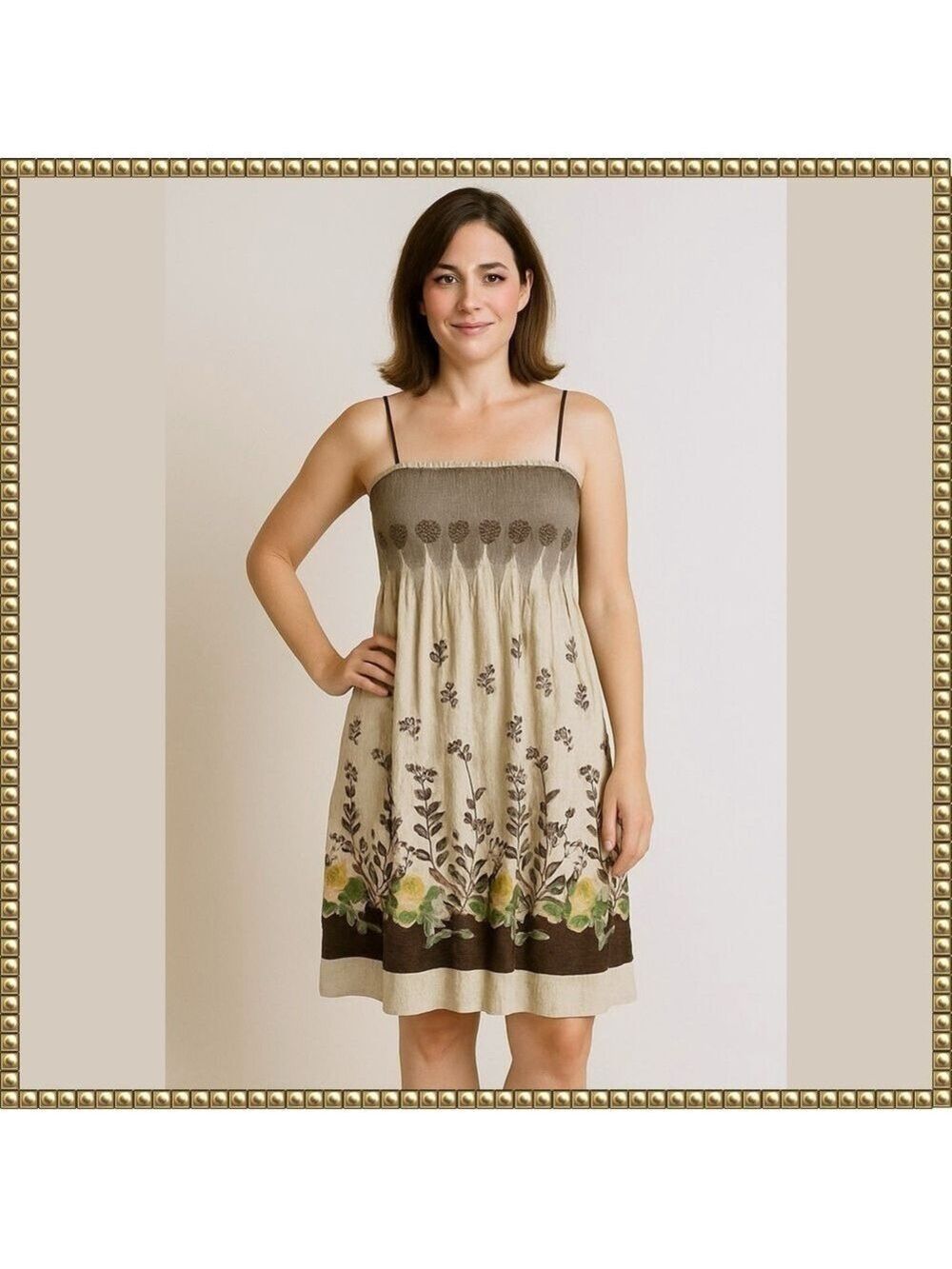 Max Studio One Size Smocked Ruffle Shimmer Dress